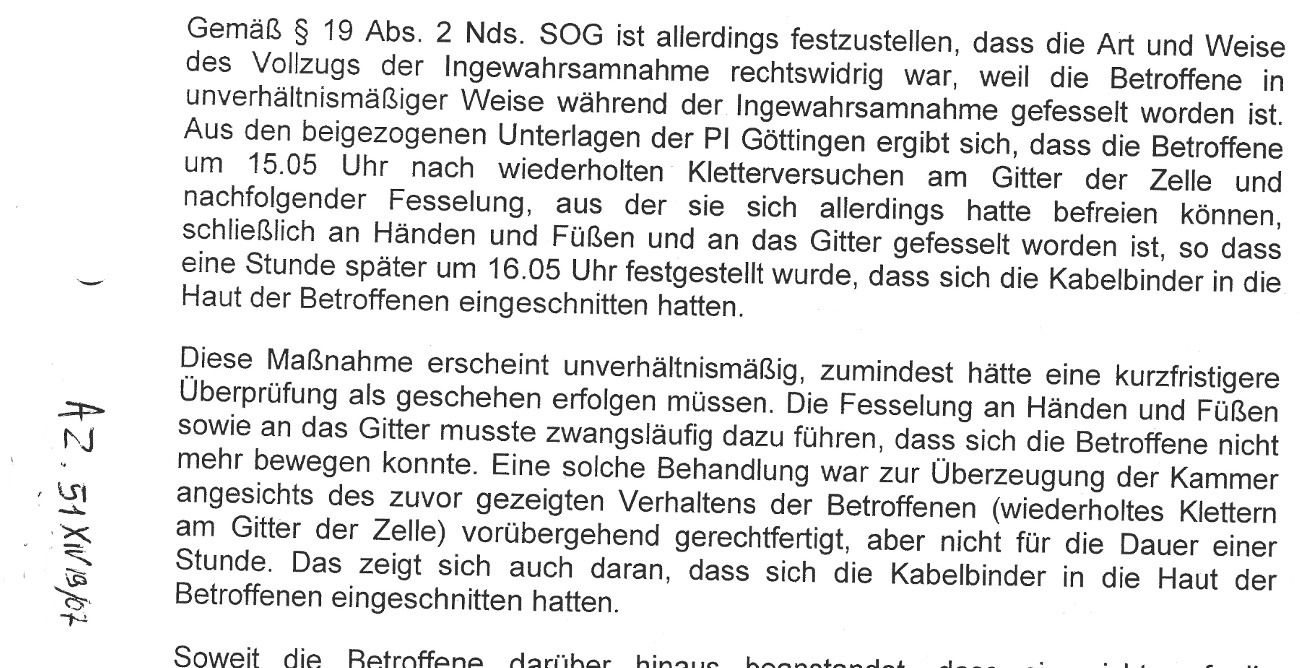 Auszug aus Beschluss LG Goettingen